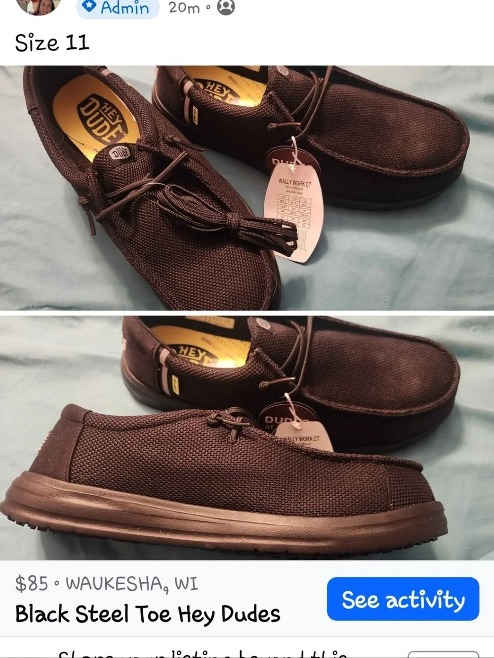 Hey Dude Wally Work CT Slip-On Loafers - Black Composite TOE